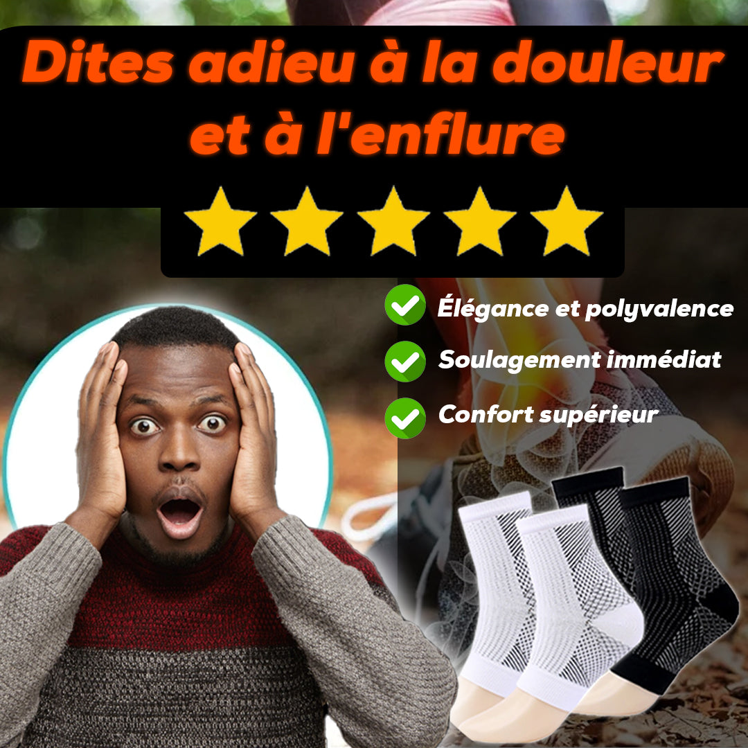 pack (2 Paires) chaussettes de compression orthopédiques (Noir + Blanc)