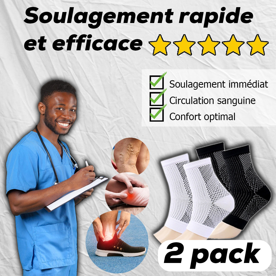 pack (2 Paires) chaussettes de compression orthopédiques (Noir + Blanc)